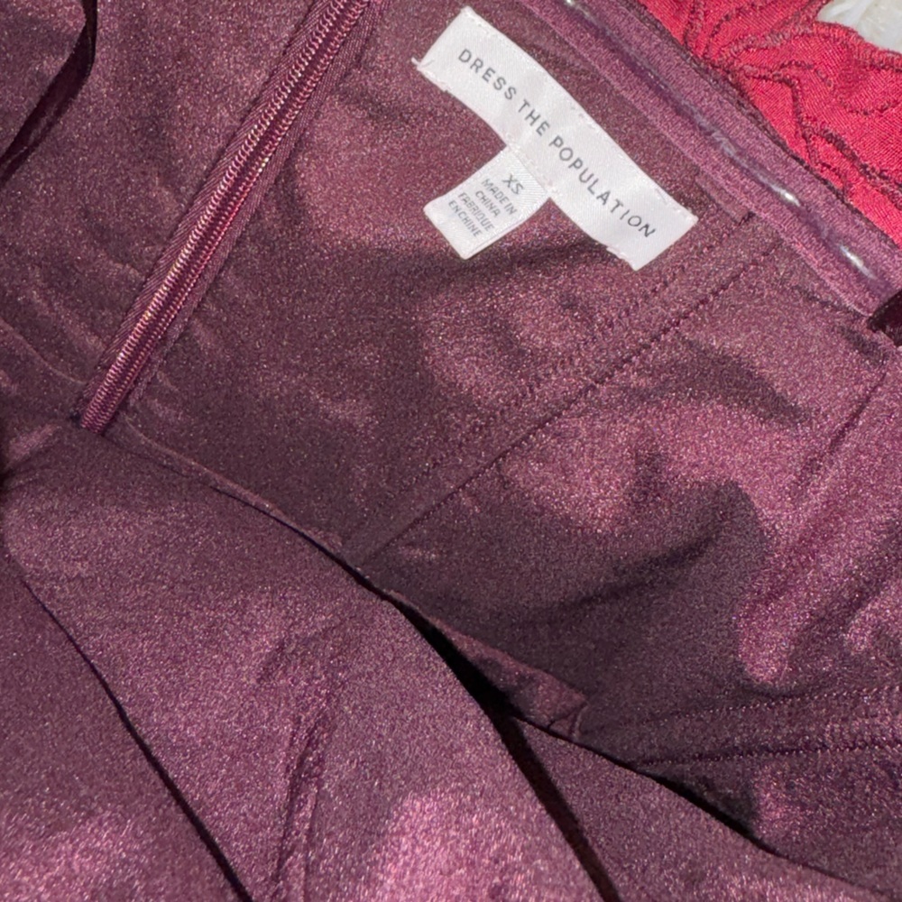NEW Dress The Population Kailyn Velvet Floral Lace Strapless 
Ox blood Dress XS - Picture 5 of 8